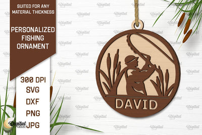 Personalized Fishing Ornament Laser Cut. Fishing Decor SVG SVG Evgenyia Guschina 
