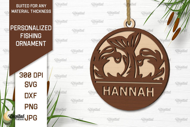 Personalized Fishing Ornament Laser Cut. Fishing Decor SVG SVG Evgenyia Guschina 
