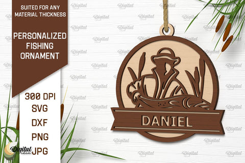 Personalized Fishing Ornaments Laser Cut Bundle. Fishing SVG SVG Evgenyia Guschina 