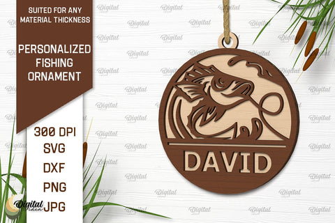 Personalized Fishing Ornaments Laser Cut Bundle. Fishing SVG SVG Evgenyia Guschina 