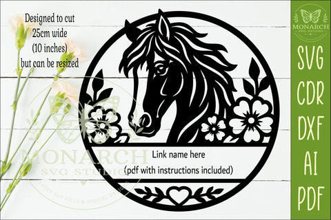 Personalized Floral Horse Name Sign SVG, Custom Stable Decor SVG APInspireddesigns 