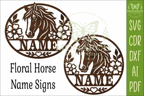 Personalized Floral Horse Name Sign SVG, Custom Stable Decor SVG APInspireddesigns 