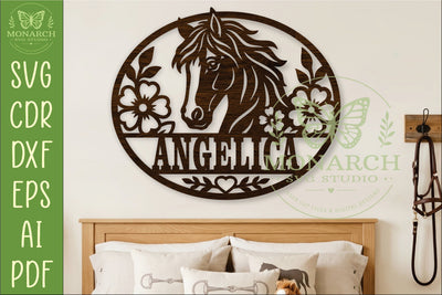Personalized Floral Horse Name Sign SVG, Custom Stable Decor SVG APInspireddesigns 