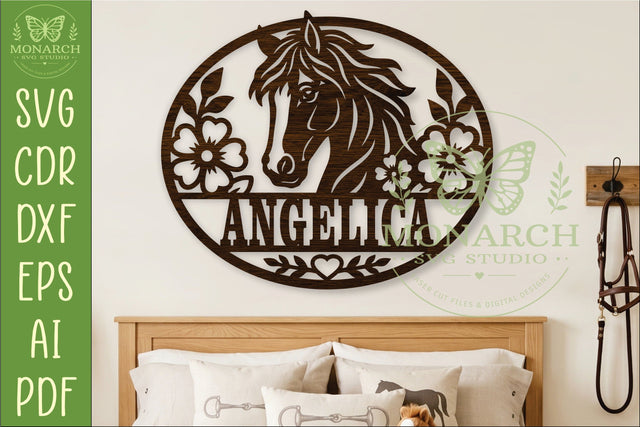 Personalized Floral Horse Name Sign SVG, Custom Stable Decor SVG APInspireddesigns 