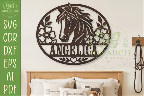 Personalized Floral Horse Name Sign SVG, Custom Stable Decor SVG APInspireddesigns 