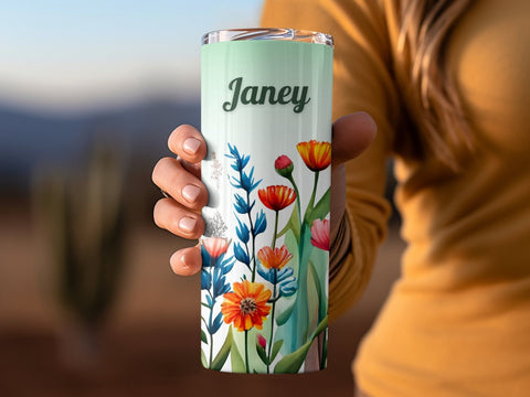 Personalized Floral Tumbler wrap png Sublimation Luvleigh Digitals 