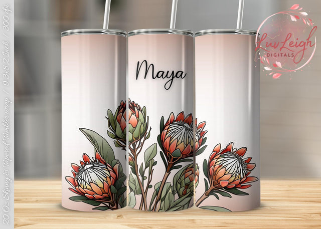 Personalized Floral Tumbler wrap png Sublimation Luvleigh Digitals 
