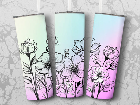 Personalized Floral Tumbler wrap png Sublimation Luvleigh Digitals 
