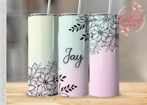 Personalized Floral Tumbler wrap png Sublimation Luvleigh Digitals 
