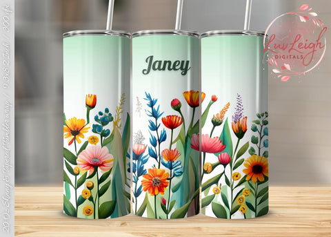 Personalized Floral Tumbler wrap png Sublimation Luvleigh Digitals 