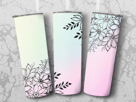 Personalized Floral Tumbler wrap png Sublimation Luvleigh Digitals 