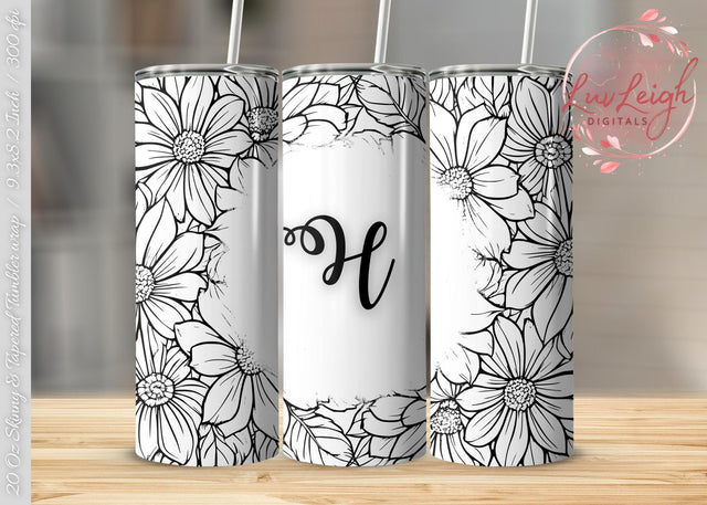 Personalized Floral Tumbler wrap png Sublimation Luvleigh Digitals 