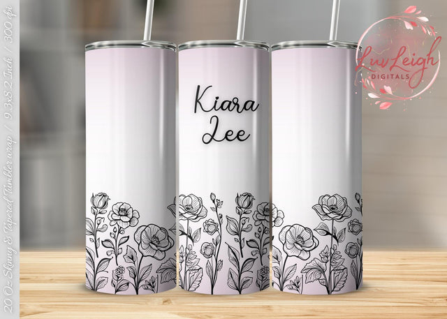 Personalized Floral Tumbler wrap png Sublimation Luvleigh Digitals 