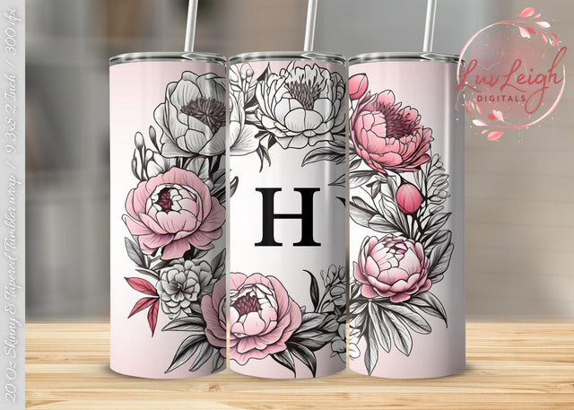 Personalized Floral Tumbler wrap png Sublimation Luvleigh Digitals 