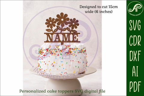 Personalized Flowers cake topper SVG laser cut SVG APInspireddesigns 