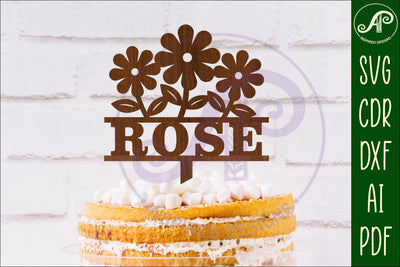Personalized Flowers cake topper SVG laser cut SVG APInspireddesigns 