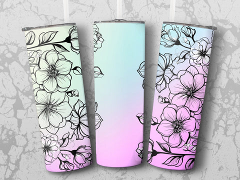 Personalized Flowers Tumbler wrap png Sublimation Luvleigh Digitals 