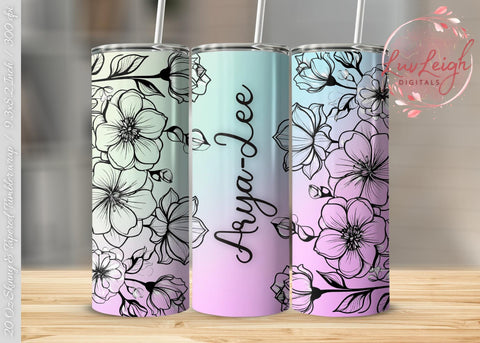 Personalized Flowers Tumbler wrap png Sublimation Luvleigh Digitals 
