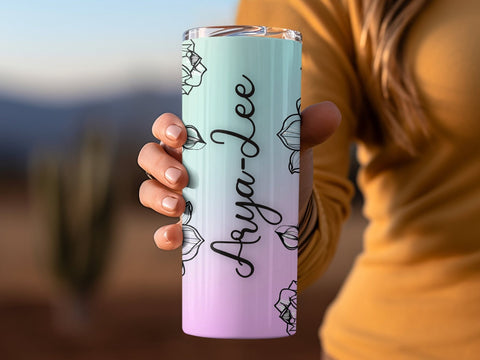 Personalized Flowers Tumbler wrap png Sublimation Luvleigh Digitals 