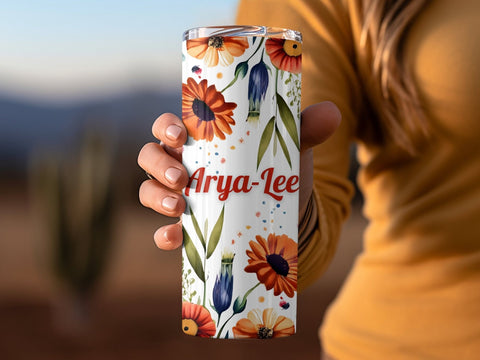 Personalized Flowers Tumbler wrap png Sublimation Luvleigh Digitals 