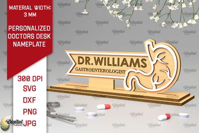 Personalized Gastroenterologist Doctors Desk Nameplate Laser SVG Evgenyia Guschina 
