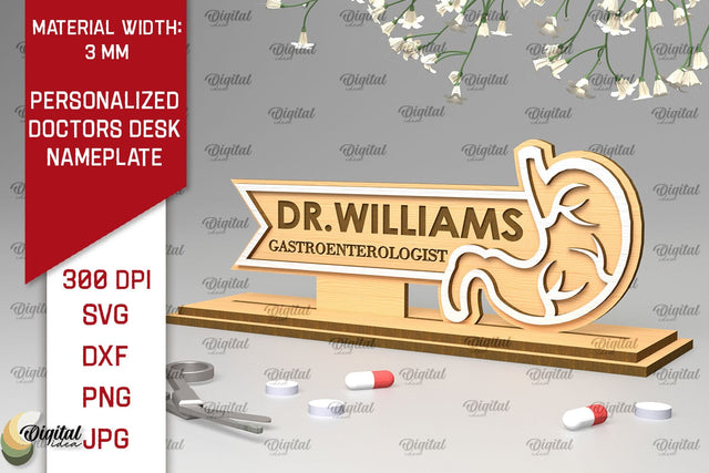 Personalized Gastroenterologist Doctors Desk Nameplate Laser SVG Evgenyia Guschina 