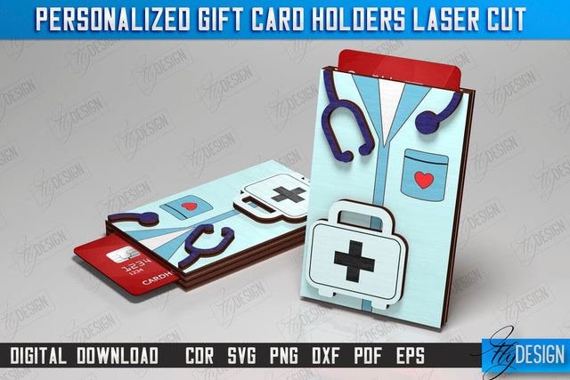 Personalized Gift Card Holder | Gift Idea | Doctor Uniform Greeting Card | CNC File SVG Fly Design 