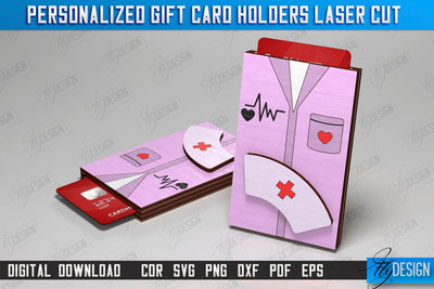 Personalized Gift Card Holder | Gift Idea | Nurse Uniform Greeting Card | CNC File SVG Fly Design 