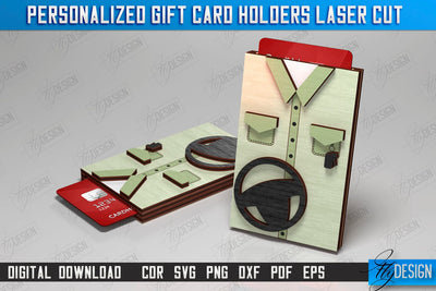 Personalized Gift Card Holder | Gift Idea | Uniform Greeting Card | CNC File SVG Fly Design 