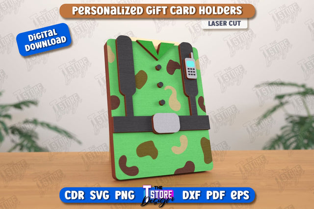 Personalized Gift Card Holder | Gift Idea | Uniform Greeting Card | CNC File SVG The T Store Design 