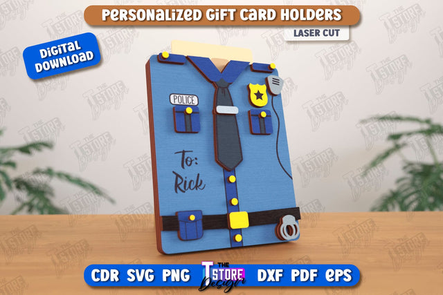 Personalized Gift Card Holder | Gift Idea | Uniform Greeting Card | CNC File SVG The T Store Design 