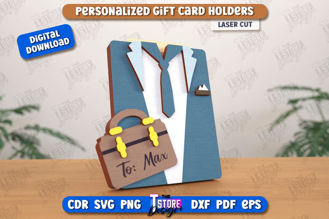 Personalized Gift Card Holder | Gift Idea | Uniform Greeting Card | CNC File SVG The T Store Design 
