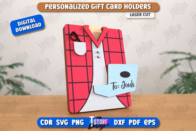 Personalized Gift Card Holder | Gift Idea | Uniform Greeting Card | CNC File SVG The T Store Design 