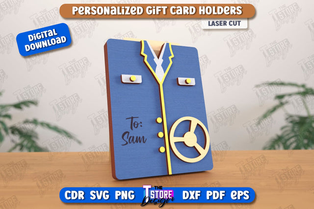 Personalized Gift Card Holder Laser Cut | Gift Idea | Driver Uniform Greeting Card | CNC File SVG The T Store Design 