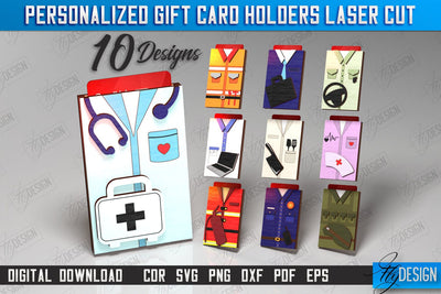 Personalized Gift Card Holders Bundle | Gift Idea | Uniform Greeting Card | CNC Files SVG Fly Design 