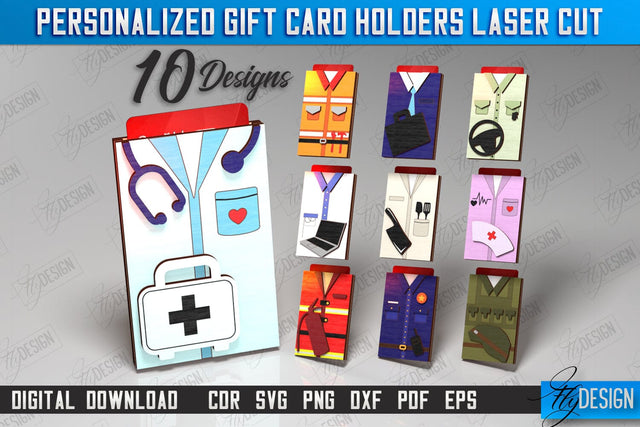 Personalized Gift Card Holders Bundle | Gift Idea | Uniform Greeting Card | CNC Files SVG Fly Design 