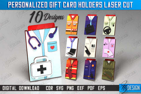 Personalized Gift Card Holders Bundle | Gift Idea | Uniform Greeting Card | CNC Files SVG Fly Design 