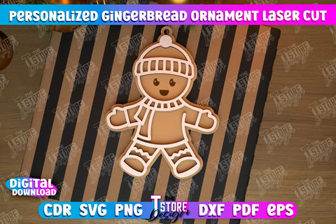 Personalized Gingerbread Ornament Bundle | Holiday Décor | Gingerbread Man | Christmas Tree Toy | CNC Files SVG The T Store Design 