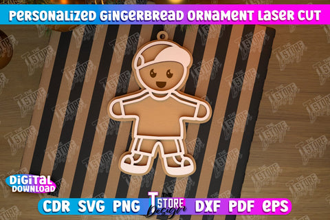 Personalized Gingerbread Ornament Bundle | Holiday Décor | Gingerbread Man | Christmas Tree Toy | CNC Files SVG The T Store Design 