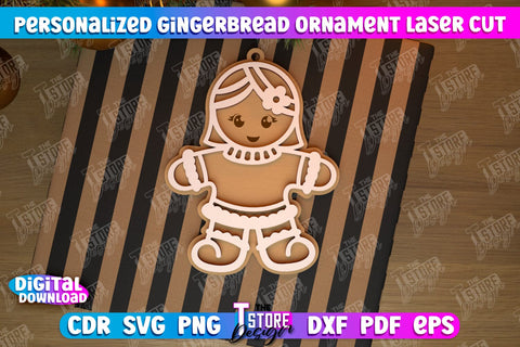 Personalized Gingerbread Ornament Bundle | Holiday Décor | Gingerbread Man | Christmas Tree Toy | CNC Files SVG The T Store Design 