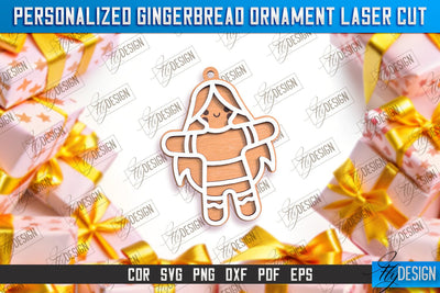 Personalized Gingerbread Ornament | Holiday Décor | Gingerbread Man | Christmas Tree Toy | CNC File SVG Fly Design 