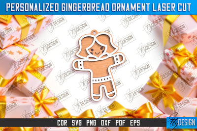 Personalized Gingerbread Ornament | Holiday Décor | Gingerbread Man | Christmas Tree Toy | CNC File SVG Fly Design 