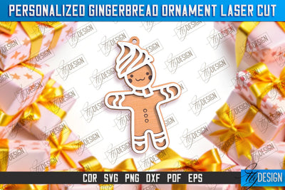 Personalized Gingerbread Ornament | Holiday Décor | Gingerbread Man | Christmas Tree Toy | CNC File SVG Fly Design 
