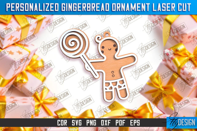 Personalized Gingerbread Ornament | Holiday Décor | Gingerbread Man | Christmas Tree Toy | CNC File SVG Fly Design 