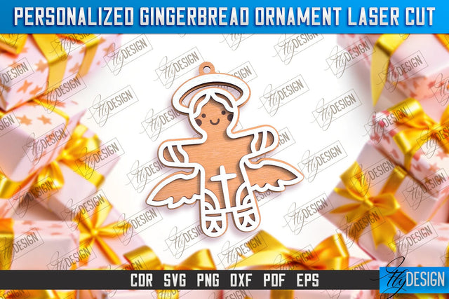 Personalized Gingerbread Ornament | Holiday Décor | Gingerbread Man | Christmas Tree Toy | CNC File SVG Fly Design 