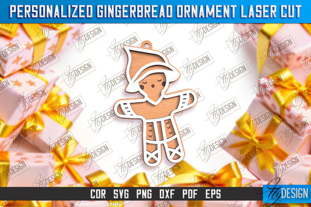 Personalized Gingerbread Ornament | Holiday Décor | Gingerbread Man | Christmas Tree Toy | CNC File SVG Fly Design 