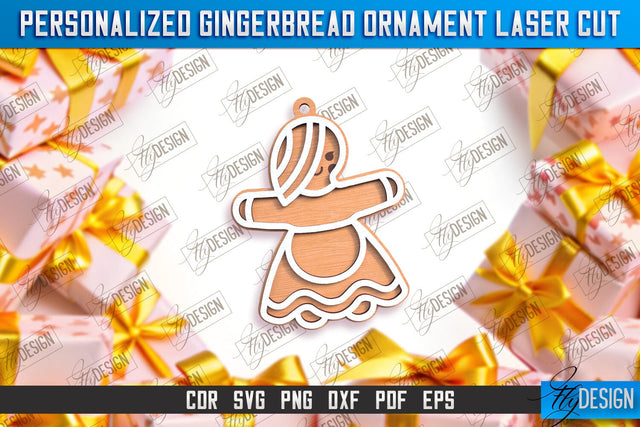 Personalized Gingerbread Ornament | Holiday Décor | Gingerbread Man | Christmas Tree Toy | CNC File SVG Fly Design 