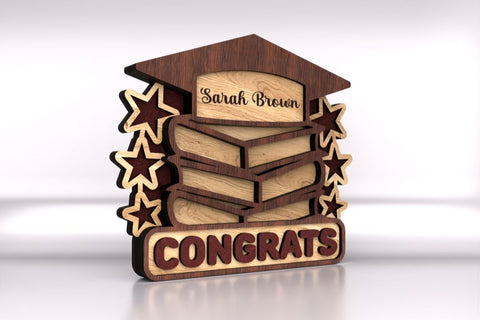 Personalized Grad Stand Decoration with Name SVG LaserCutano 