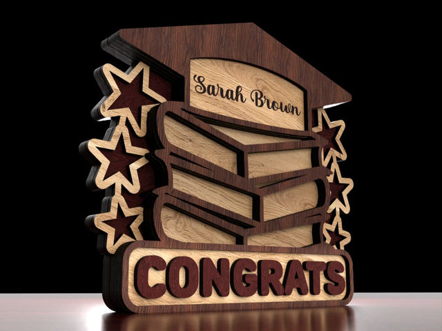 Personalized Grad Stand Decoration with Name SVG LaserCutano 