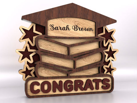 Personalized Grad Stand Decoration with Name SVG LaserCutano 
